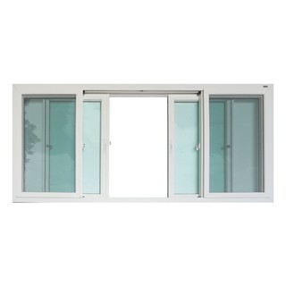 หน้าต่าง UPVC หน้าต่างUPVC บานเลื่อน F-S-S-F มุ้ง VILANN 240x110 ซม. สีขาว หน้าต่าง วงกบ ประตู หน้าต่าง UPVC SLIDING WIN