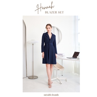 Hannah Blazer Dress - เดรสทรงสูทไขว้หน้า+เชือกคาดเอว (กรม)