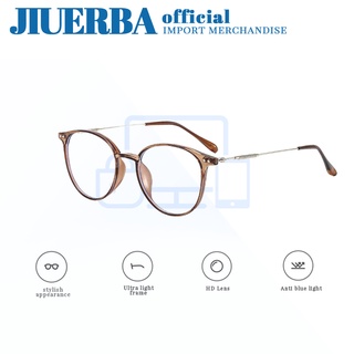 Jiuerba แว่นตาสายตาสั้น ทรงกลม ป้องกันรังสี เปลี่ยนเลนส์ได้ สําหรับผู้ชายและผู้หญิง