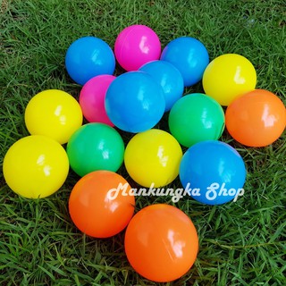 (ลูกละ 10 บาท) ลูกบอลพลาสติก ลูกบอลหลากสี ลูกบอลของเล่น คละสี ขนาด 3 นิ้ว