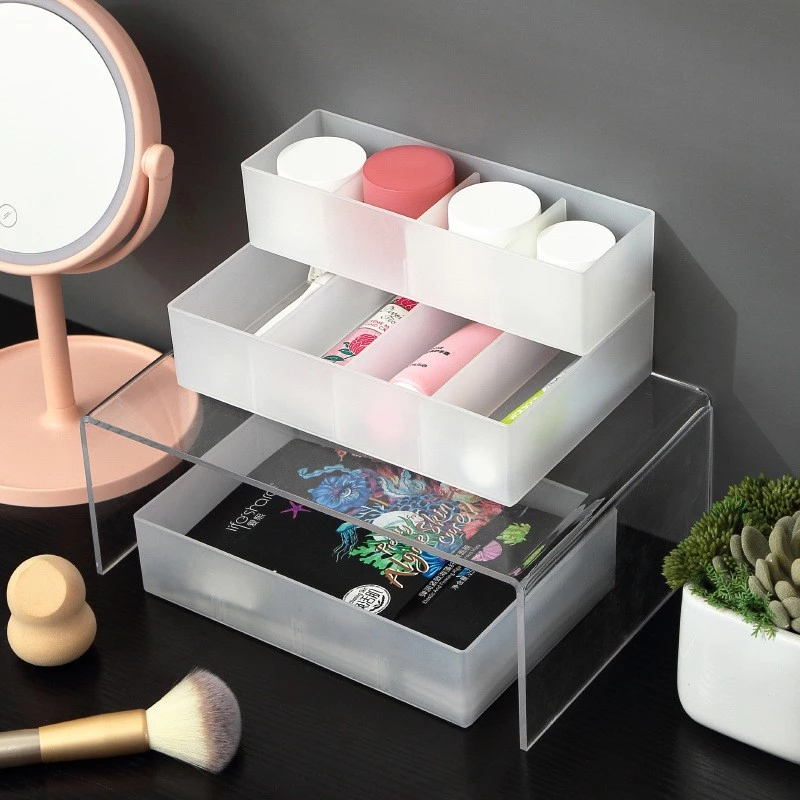 Goody Home กล่องพลาสติกไม่มีฝาปิด ที่กั้นช่องสามารถเปลี่ยนแปลงขนาดได้ สำหรับใส่อุปกรณ์เครื่องเขียน หรือของใช้ชิ้นเล็ก ๆ thumbnail 4
