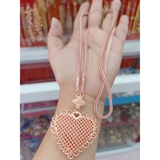 #สร้อยคอนาคพร้อมจี้หัวใจลายฉลุ