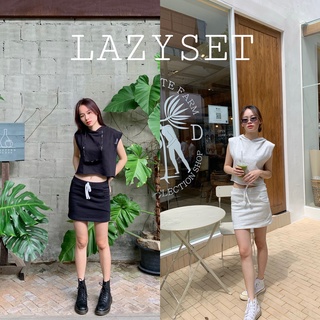 lazy set เสื้อฮู้ดและกระโปรง