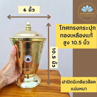 โกศทองเหลืองแท้ ขนาดใหญ่ สูง 10.5 นิ้ว กว้าง 6 นิ้ว โกศทรงกระปุก โกศใส่อัฐิ โกศ โกศใส่กระดูก โกฐใส่กระดูก ที่ใส่กระดูก ฝ