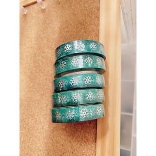 ❄️XMAS CHRISTMAS Watercolor Green Holographic Foil Snowflake Washi Tape สติ๊กเกอร์ วาชิเทป คริสต์มาส ❄️