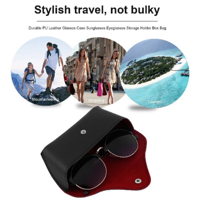 ซองใส่แว่นตา กล่องใส่แว่น กระเป๋าหนัง แบบพกพา  แถม ผ้าเช็ดเลนส์1ผืน