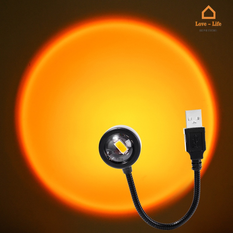 โคมไฟโปรเจคเตอร์ LED รูปพระอาทิตย์ตก ด้ามจับยาว งอได้ แบบเสียบ USB ยืดหยุ่น สําหรับตกแต่งปาร์ตี้ บรรยากาศ