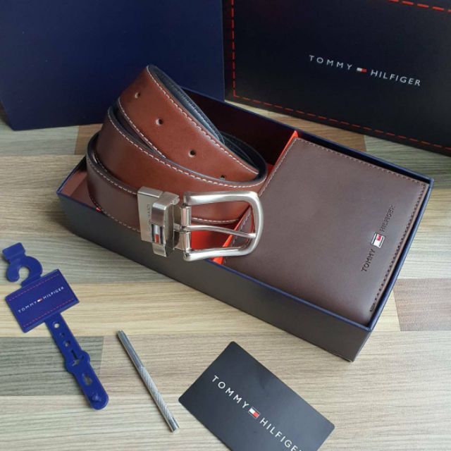 Set กระเป๋าสตางค์ & เข็มขัด Tommy Hilfiger แท้💯 สีน้ำตาล ผู้ชาย ของขวัญ สุดคุ้ม