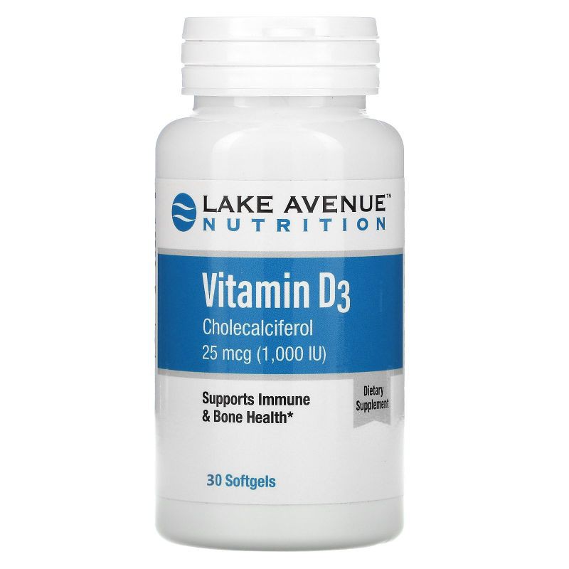 &lt; พร้อมส่ง&gt; วิตามินดี 3 Lake Avenue Nutrition, Vitamin D3 25 mcg 30 แคปซูลเจล