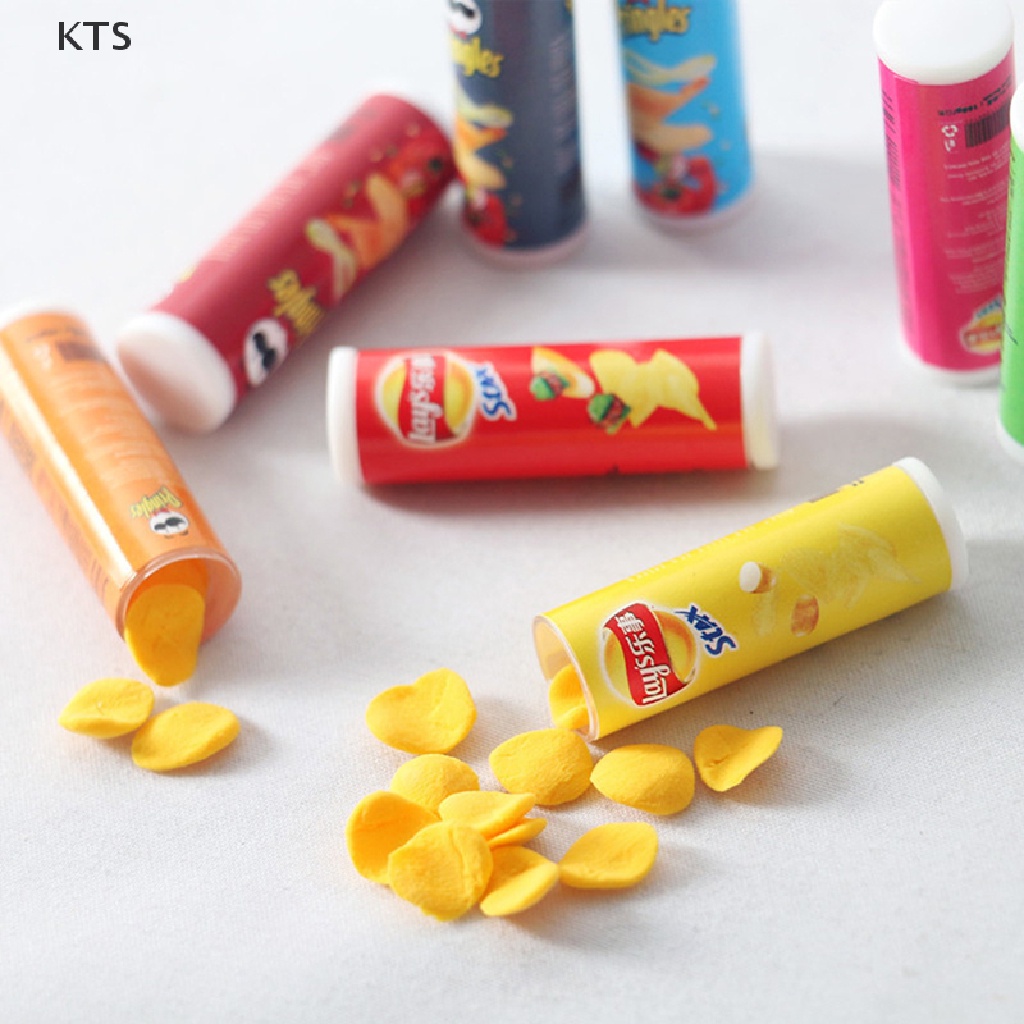 Kts ขวดมันฝรั่งทอดจําลอง ขนาดมินิ 1:12 สําหรับตกแต่งบ้านตุ๊กตา 4ชิ้น ต่อชุด KT