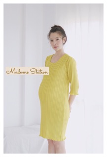ชุดคลุมท้องออกงาน ชุดคลุมท้องไปทำงาน (พร้อมส่ง) เดรสคลุมท้องแขน 3 ส่วน