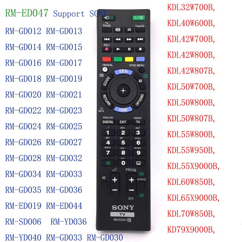 Sony RM-ED047, RM-GD030 LED LCD TV รีโมทคอนโทรลเข้ากันได้กับ RM-GD033 RM-GD010 RM-GD011 RM-GD012 RM-