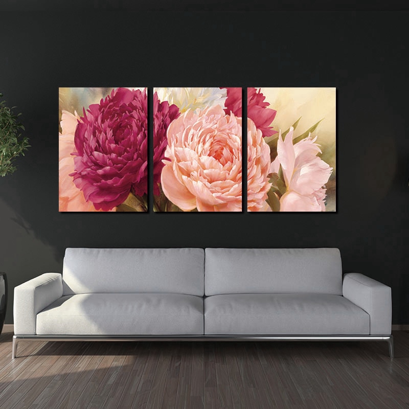 5 Panel Pictures Canvas Painting peony Flower Painting Wall Art ...