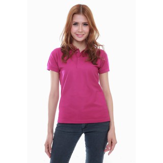 เสื้อโปโล ( polo shirt )แบรนด์ Geeko ตรากวาง สีพื้นหญิง สีม่วง( มะปราง ) gkc - 14W