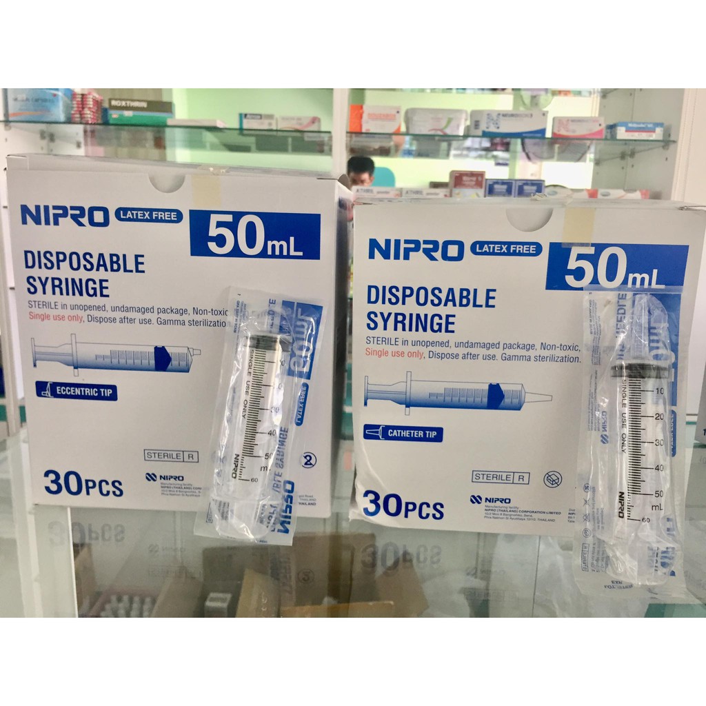 Nipro Syringe 50 ml แบบหัวธรรมดาและหัวใหญ่(Feed อาหาร ดูดน้ำมันเครื่อง) ไซริ้งค์พลาสติกไม่ติดเข็ม ป้