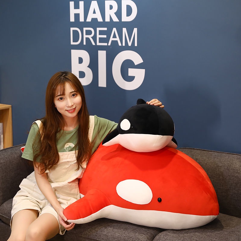วาฬเพชฌฆาตสีดำน่ารัก ของเล่นตุ๊กตา ตุ๊กตา หมอนปลาวาฬ ปลาโลมาแดง แร็กดอลล์ ตุ๊กตาสัตว์ ของขวัญวันเกิด