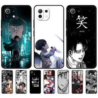 เคสโทรศัพท์มือถือ ซิลิโคนนิ่ม Tpu ลายอะนิเมะผ่าพิภพไททัน Levi Ackerman สีดํา สําหรับ xiaomi Mi 11 Lite 4G 5G NE 11i 11 Ultra 11T Pro POCO F3