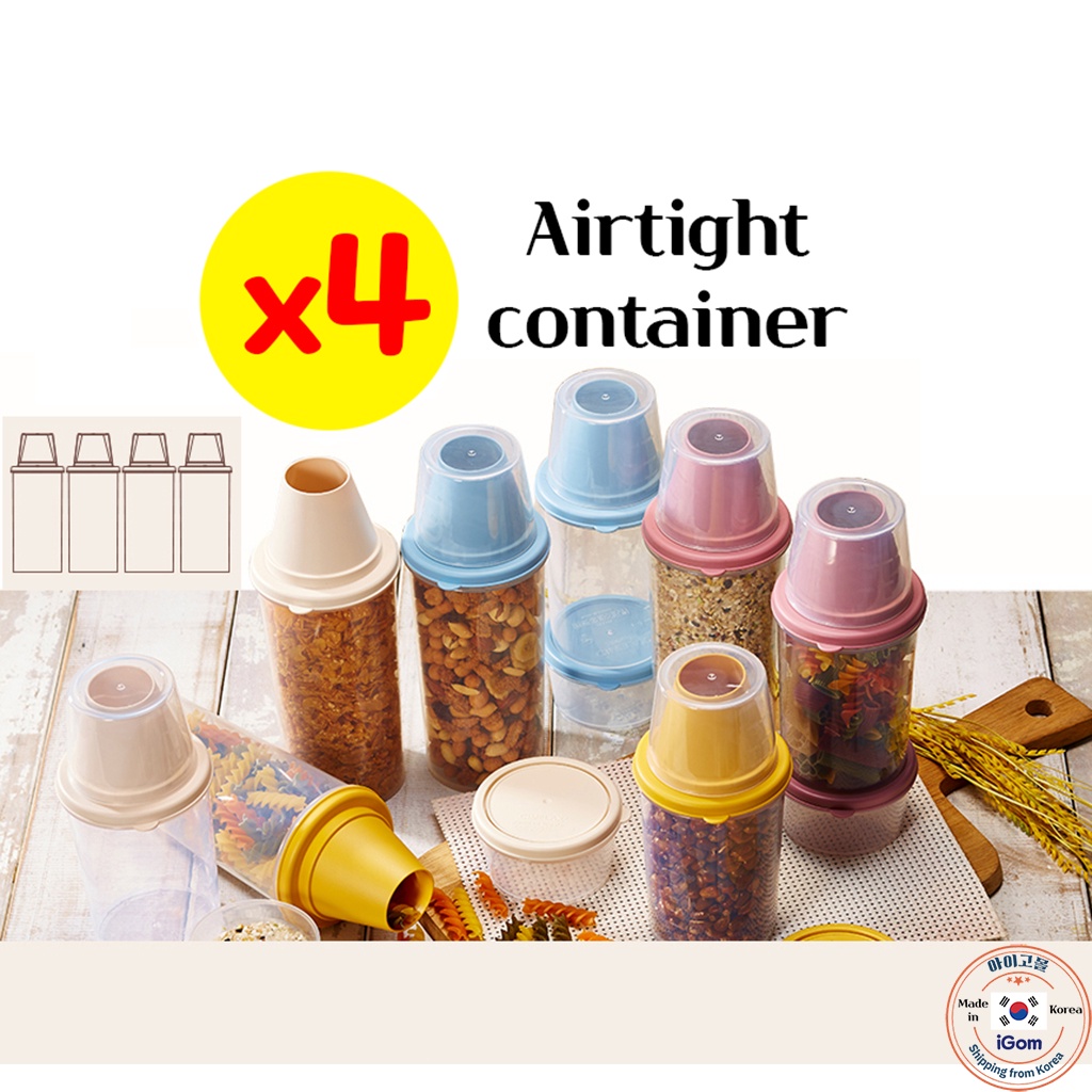 [Cimelax] Korea Kitchen airtight jars. Bottle Type(830ml x4) Spice food, nut, grain and rice storage