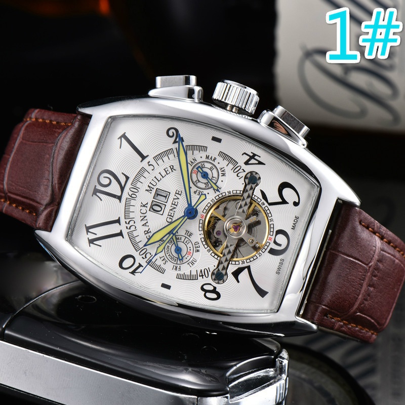 Franck-muller ใหม่ นาฬิกาข้อมืออัตโนมัติ สายหนัง ปฏิทิน สไตล์นักธุรกิจ หรูหรา สําหรับผู้ชาย