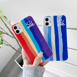 พร้อมส่ง เคสโทรศัพท์มือถือ ซิลิโคนนุ่ม ลายทางน่ารัก สีแดง ฟ้า สําหรับ Realme C21 C21Y 9i 8i 8 7 5G X7 X2 XT X3 X50 X2 Q2 Narzo 50A 50i V15 V5 5G