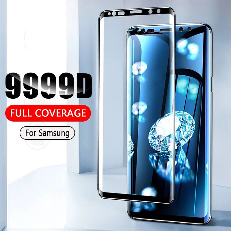 9999D กระจกนิรภัยสําหรับ Samsung Galaxy S8 S9 Plus หมายเหตุ 8 9 ป้องกันหน้าจอสําหรับ Samsung A8 A6 P