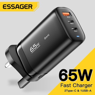 Essager 65W Usb Type C ที่ชาร์จ 3 พอร์ต ชิปอัจฉริยะ shunt GaN travel charger สําหรับโทรศัพท์มือถือและโน้ตบุ๊ก