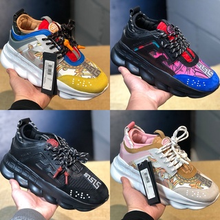 สินค้าคงคลัง Direct Versace Chain Reaction 1.0 Trainers Outdoor พิมพ์ Daddy Running รองเท้าแพลตฟอร์มเพิ่มความสูงรองเท้าผ