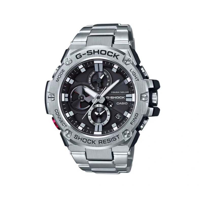 Casio G-Shock นาฬิกาข้อมือผู้ชาย สายเหล็ก รุ่น GST-B100D,GST-B100D-1A - สีดำ สีขาว