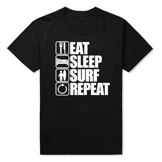 เสื้อยืดคอกลม แขนสั้น ผ้าฝ้าย พิมพ์ลาย Eat Sleep Surf Repeat แฟชั่นสําหรับผู้ชาย และผู้หญิงS-3XL