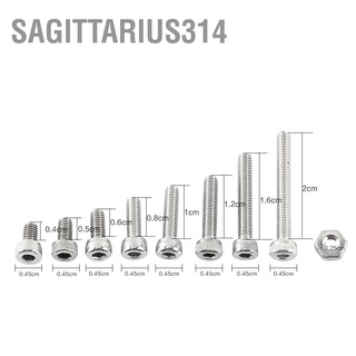 Sagittarius314 300pcs M2.5 A2 Stainless Steel Hex Socket Screws Bolt With Nuts Assortment