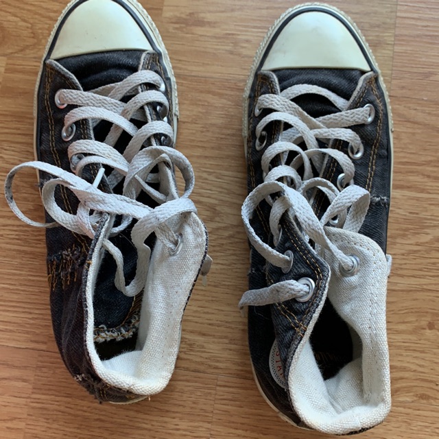 รองเท้า converse ทรงหุ้มข้อสีดำยีนส์ ของแท้จากชอป