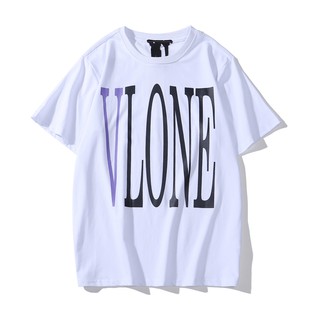 Vlone เสื้อยืดแฟชั่นสําหรับ Unisex ผ้าฝ้ายแขนสั้นพิมพ์ลาย