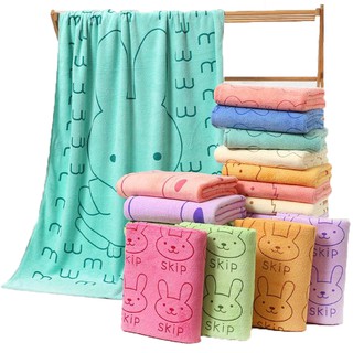 ผ้าเช็ดตัวนาโนพิมพ์ลาย ขนาด 70*140 ซม. รุ่นหนา คละลาย