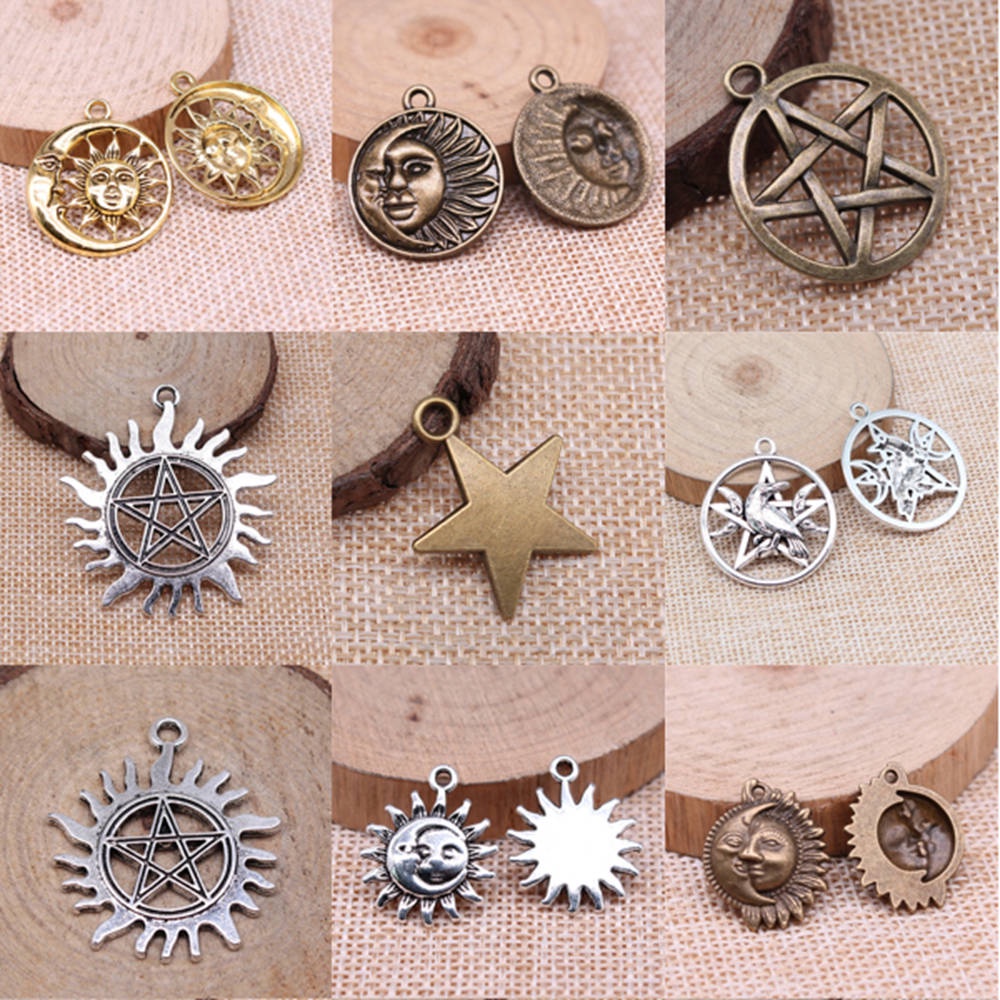 จี้รูปดวงจันทร์ และดวงดาว สําหรับทําเครื่องประดับ โทรศัพท์มือถือ Diy