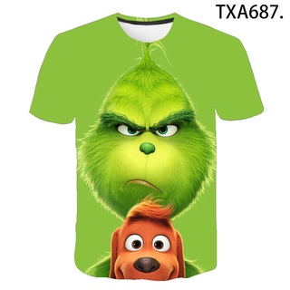 ใหม่ เสื้อยืดแขนสั้น พิมพ์ลายการ์ตูนอนิเมะ The Grinch 3 มิติ ลําลอง แฟชั่นฤดูร้อน สําหรับผู้ชาย และผู้หญิง