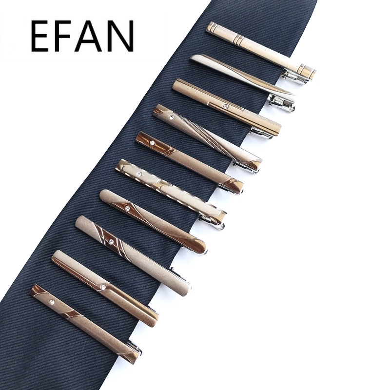 EFAN Silver อย่างเป็นทางการผู้ชายสไตล์เงินเนคไทคอ Tie Bar Clasp คลิป Pin
