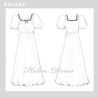 Dayada Helen Dress - เดรสแขนพองกระโปรงบอลลูน