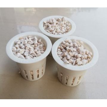 ถ้วยปลูกผักไฮโดรโปนิกส์ สีขาวเกรด A ปลูกในแบบใส่เพอร์ไลท์และดัดแปลงใช้กับฟองน้ำได้