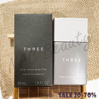 ป้ายไทย_ของแท้100%_รองพื้นผสมกันแดด_THREE Solar Tinted Glow Flow Liquid Foundation 30ml