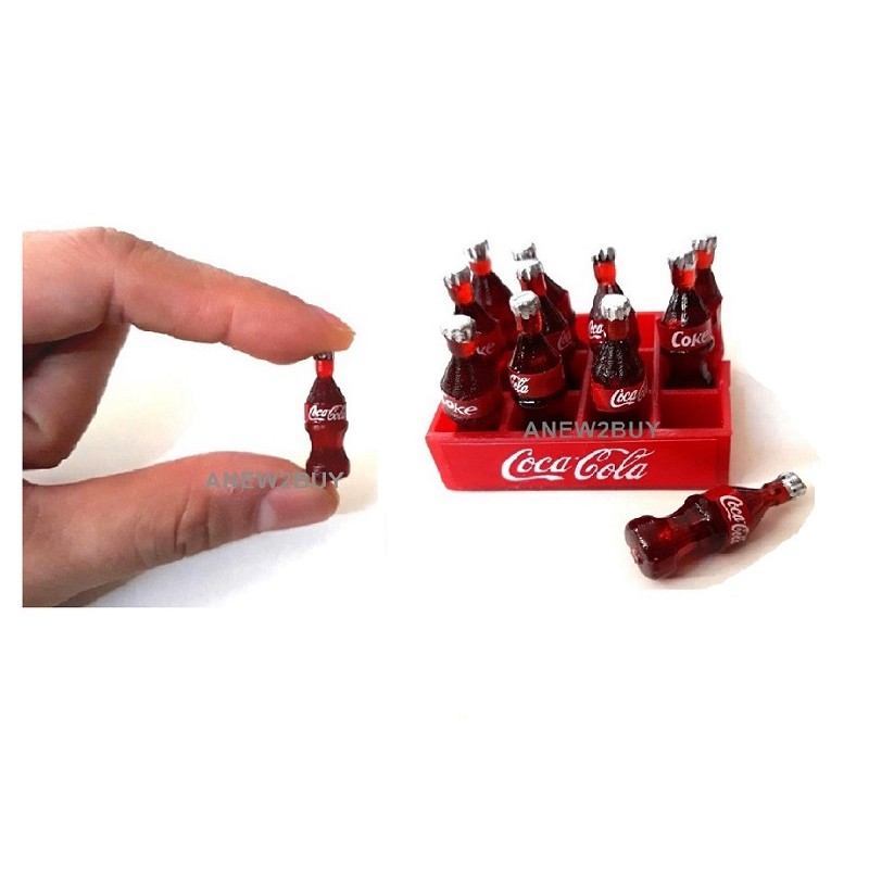 โมเดลขวดโคล่าจิ๋ว 12 ขวดถอดออกได้พร้อมลังใส่ (Miniature Model Cola Bottle)