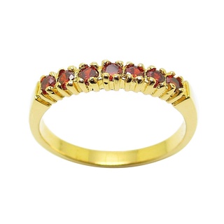 แหวน ประดับ พลอย ทรงกลม สี โกเมน ( ทอง / Garnet )