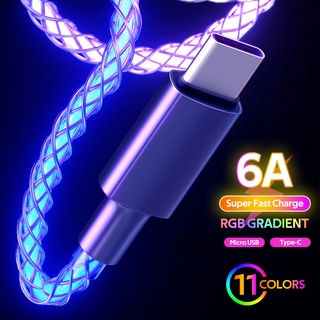 Tbtic สายชาร์จเร็ว RGB 20W หลากสี สําหรับ IP Phone 13 12 11 Pro Max 6A Samsung S20 Huawei P40 Xiaomi Micro USB