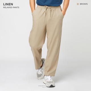 TWENTYSECOND กางเกงขายาวทรง Straight fit รุ่น Linen Relaxed Pants - สีน้ำตาล / Brown