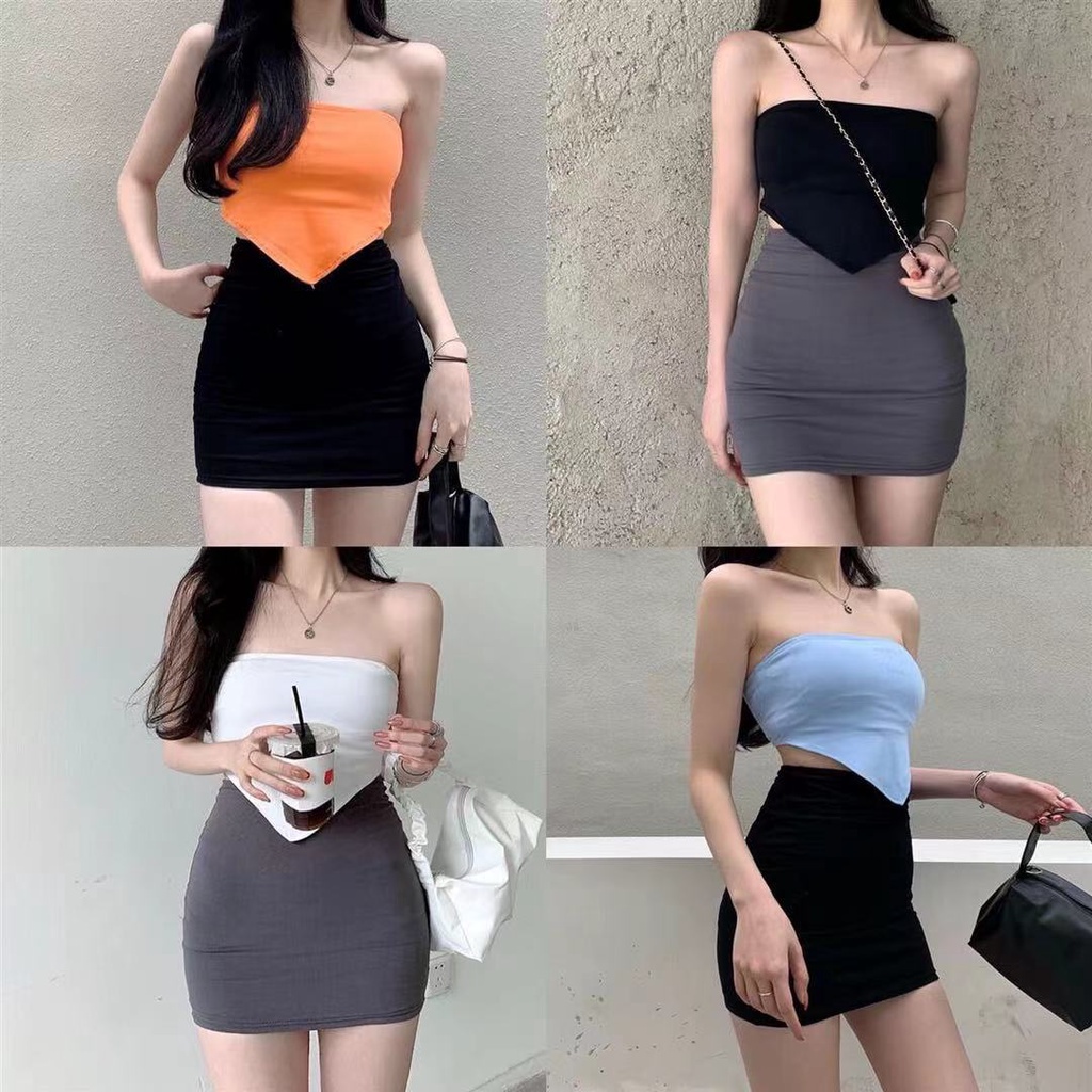 พร้อมส่ง!!! เกาะอกทรงสามเหลี่ยม เกาะอกวินเทจ เกาะอกใส่ไปทะเล มี7สี #9158