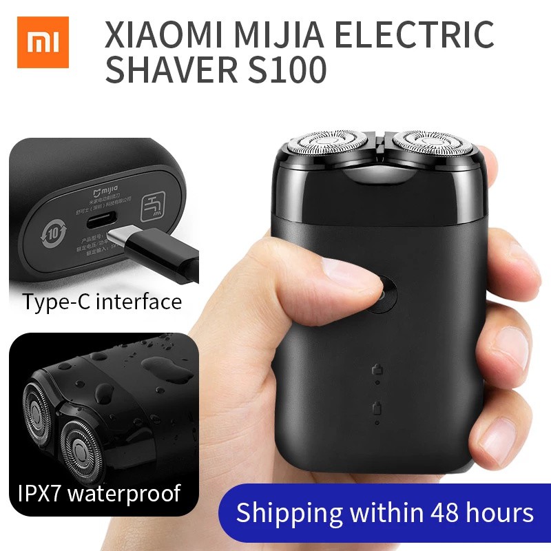 Xiaomi Mijia เครื่องโกนหนวด S100 USB ชาร์จ IPX7 เกรดกันน้ําเครื่องโกนหนวดโรตารี Beard Trimmer เครื่องโกนหนวดผู้ชายเครื่องโกนหนวดไฟฟ้า