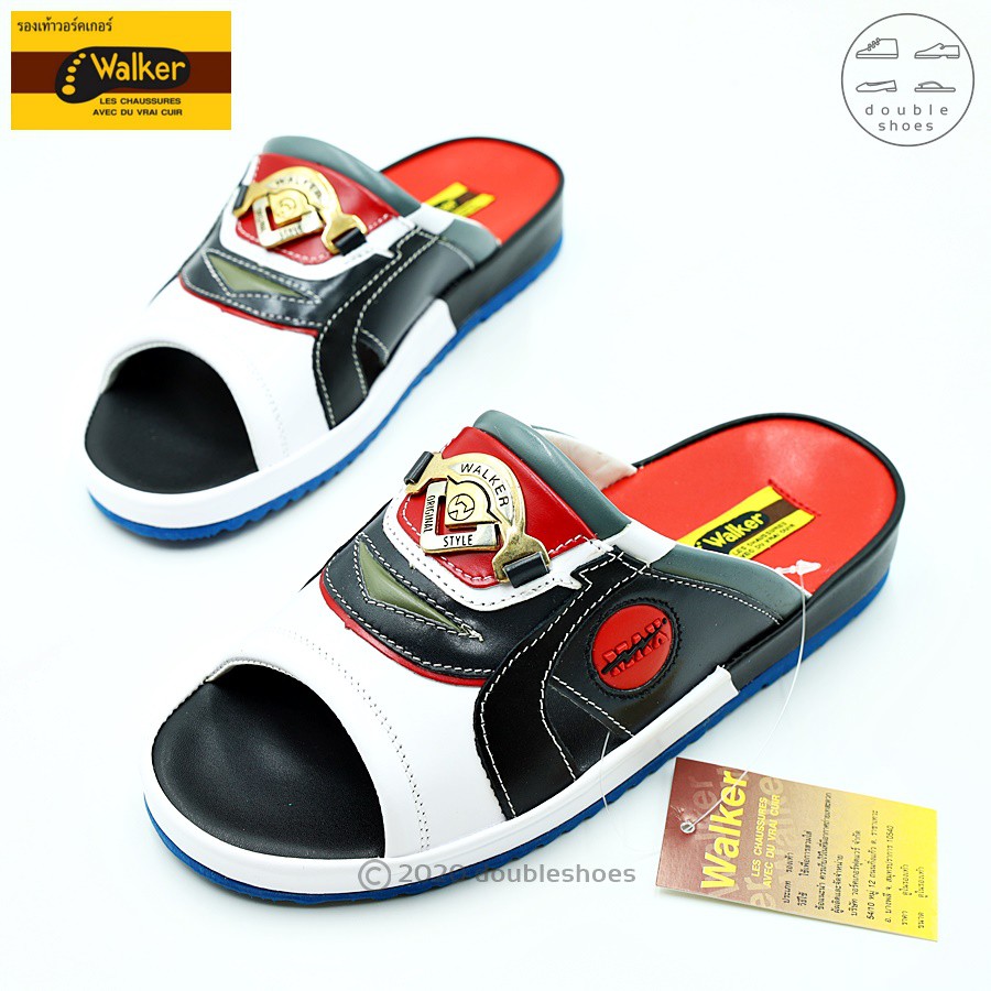 Walker รองเท้าแตะหนังแท้ (ไสตล์เทวิน) รุ่น M4209 สีดำ เบอร์ 39-45