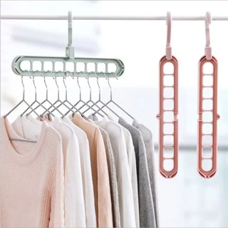 ไม้แขวนเสื้อ 9หลุม มีให้เลือก 4 สี ไม้แขวนผ้า หมุนได้ 360 องศา ประหยัดพื้นที่