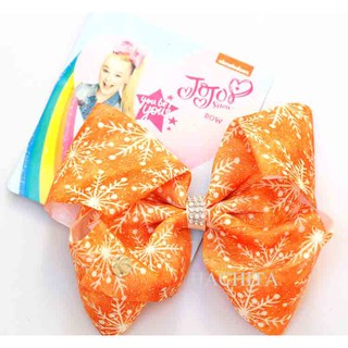 โบว์ JOJO SIWA  โบว์โจโจ้ฮิตติดเทรน ไซด์ใหญ่ 8 นิ้ว(L)จั้มโบ้ไซด์ ลวดลายสีส้ม สวยหรู เก๋ น่ารัก