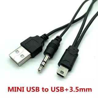 2 in 1 สำหรับเครื่องเล่นบลูทูธแบบพกพาลำโพง USB สายแจ็ค 3.5 มม.AUX สาย USB Mini USB Mini 5 pin ชาร์จสายข้อมูล