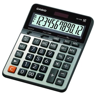 Casio Calculator เครื่องคิดเลข คาสิโอ รุ่น GX-120B แบบตั้งโต๊ะขนาดใหญ่ หน้ากากโลหะ 12 หลัก สีเงิน